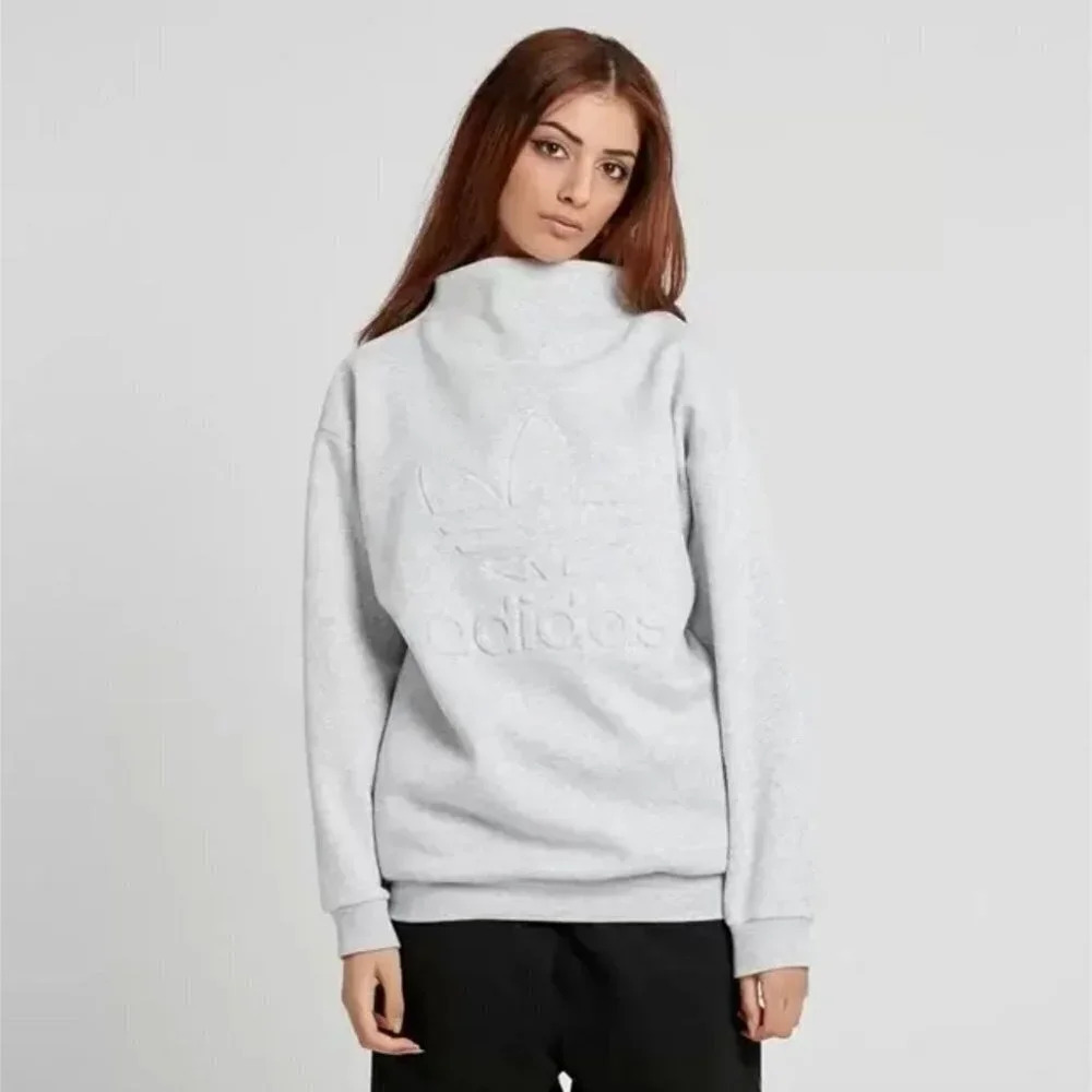Adidas Grey Heathered Mock Neck Sweatshirt